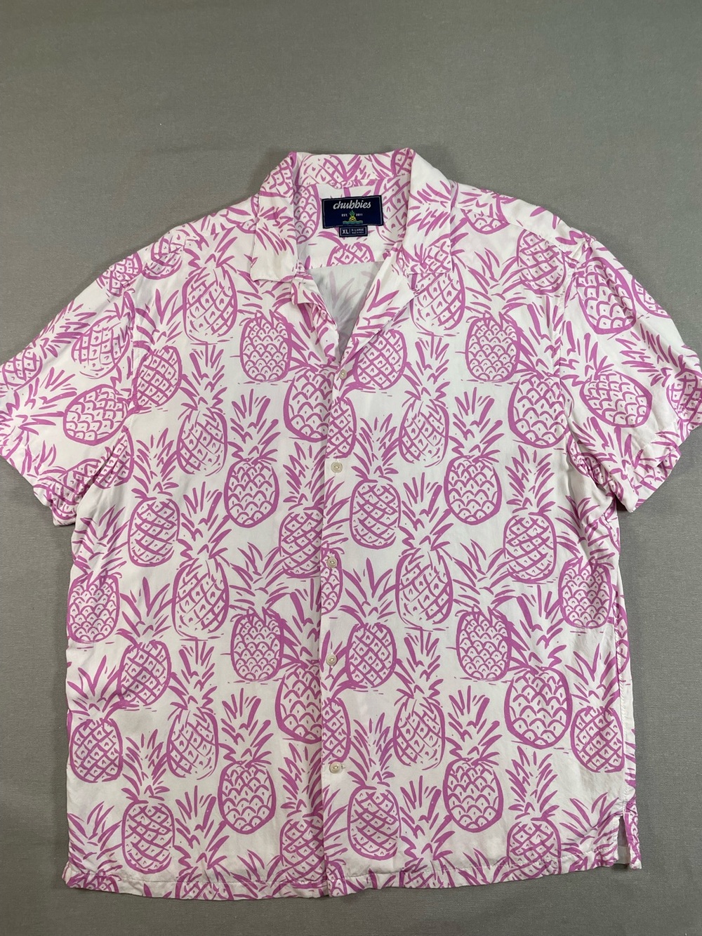 CHUBBIES | Pineapple Print Short Sleeve Button-Up Shirt | XL